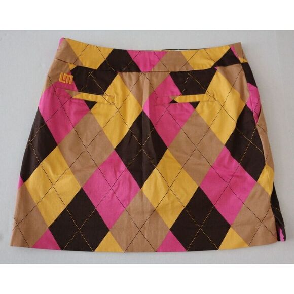 LoudMouth Golf Women’s Sz 4 Multicolor Argyle Pattern Golf Skort Skirt - Picture 2 of 7